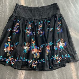 NWT Anthropologie S Tulle Sequined Embroidered Mini Skirt